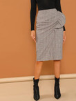 Ruffle Embellished Overlap Plaid Skirt