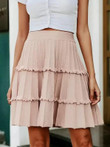 Simplee Solid Frill Trim Pleated Skirt