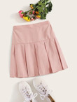 Solid Box Pleated Skirt
