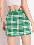 Tartan Print Buttoned Wrap Skirt