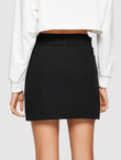 Dual Pocket Button Front Belted Skirt
