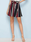 Striped Swing Tie Front Skirt