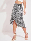 Leopard Print Wrap Knotted Skirt
