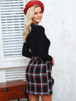 Simplee Plaid Zip Front Tweed Skirt