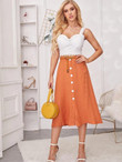 Self Tie Button Front Skirt