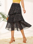 Ditsy Floral Print Layered Ruffle Skirt