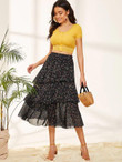 Ditsy Floral Print Layered Ruffle Skirt