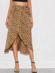 Leopard Print Wrap Knotted Skirt