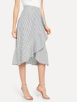 Grid Print Ruffle Skirt