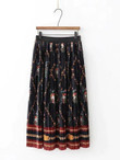 Chain Print Pleated Satin Skirt
