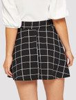 Elastic Waist Grid Textured Skirt