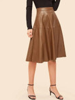 70s Zip Detail PU Skirt