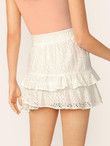 Shirred Wide Waistband Layered Schiffy Skirt