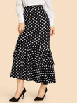 Ruffle Hem Dot Print Skirt