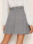 Ruffle Trim Buttoned Plaid Skirt