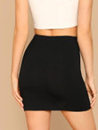 Twist Front Solid Bodycon Skirt