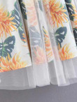 Mesh Overlay Floral Print Skirt