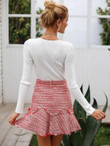 Simplee Ruffle Raw Hem Zip Back Tweed Skirt