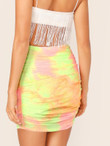 Ruched Side Tie Dye Bodycon Skirt