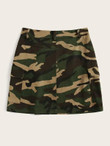 Camouflage Print Pocket Skirt