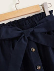 Paperbag Waist Button Front Belted Skirt