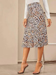 Leopard Print Straight Skirt
