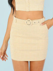 Square Print Belted Mini Skirt