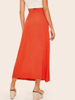 Neon Orange Button Front Skirt