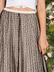Pleated Swiss Dot Mesh Overlay Skirt