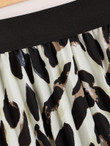 Cut And Sew Leopard Print Pleated Skirt