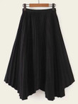 Elastic Waist Asymmetrical Pleated Hem Skirt