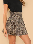 Knot Side Leopard Print Skirt