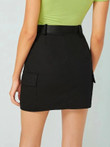 Side Pocket Belted Cargo Skirt