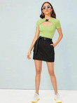 Side Pocket Belted Cargo Skirt