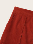 O-Ring Zipper Slant Pocket Corduroy Skirt