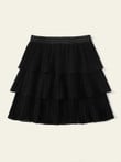 Elastic Waist Layered Pleated Skirt