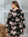 Women Plus Size Floral Print Crew Neck Dress