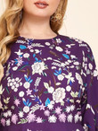 Women Plus Size Drop Shoulder Split Hem Floral Dress