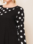 Women Plus Size Polka Dot Long Sleeve Maxi Dress