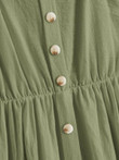 Women Plus Size Button Front Shirred Cami Dress