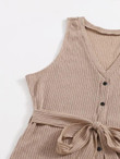 Women Plus Size Button Front Belted Tank Dress