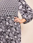 Women Plus Size Floral & Paisley Print Bishop Sleeve Dress