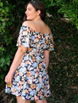 Women Plus Size Allover Floral Print Bardot Dress