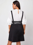 Women Plus Size Solid Suspender Skirt