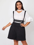 Women Plus Size Solid Suspender Skirt
