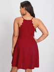 Women Plus Size Scallop Trim Slip Dress