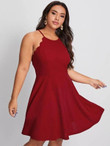 Women Plus Size Scallop Trim Slip Dress