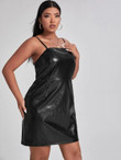 Women Plus Croc Embossed PU Leather Cami Dress