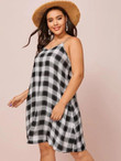 Women Plus Size Plaid Print Cami Dress