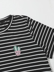 Women Plus Size Striped And Cactus Print Tee Dress